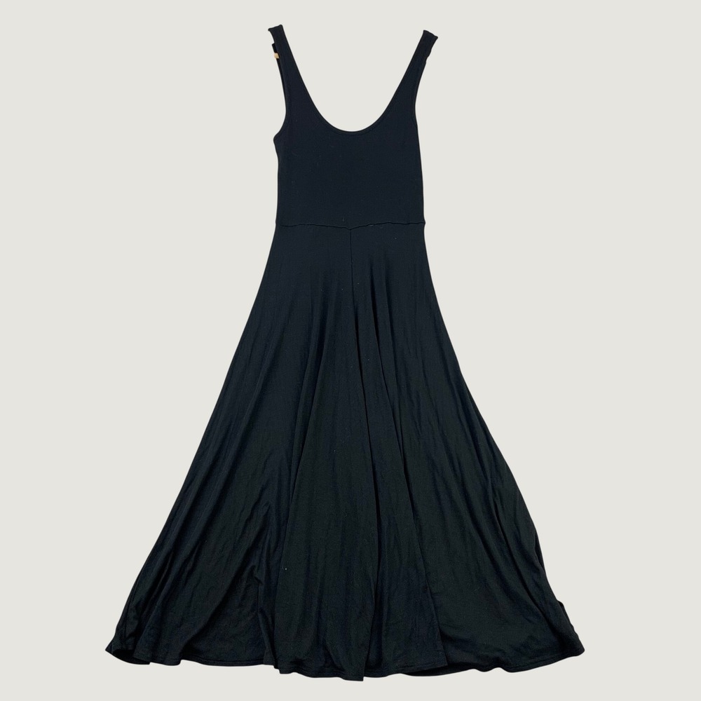 Marine Layer Lexi Midi Ribbed Dress Women XS Black Sleeveless Tencel Modal Beach